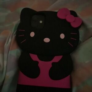 Black and Pink Cat-Shaped Phone Case
